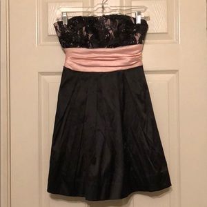 Strapless black prom dress